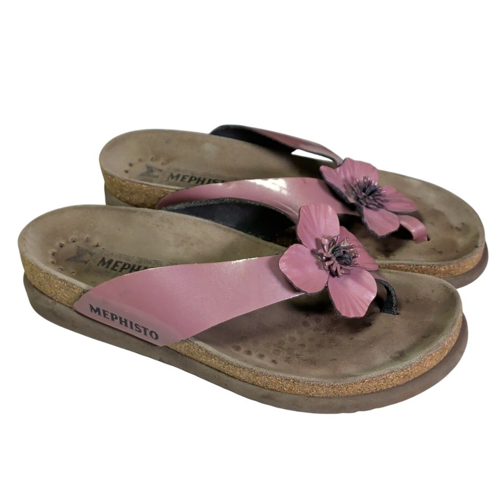 Mephisto Violette Sandals Womens Size US 8.5 EU 39 Pale Pink Flower Leather